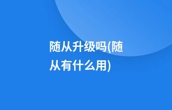 随从升级吗(随从有什么用)