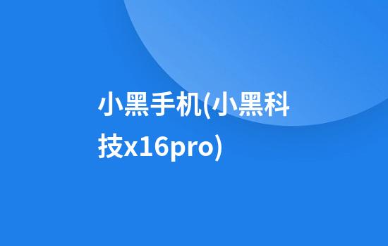 小黑手机(小黑科技x16pro)