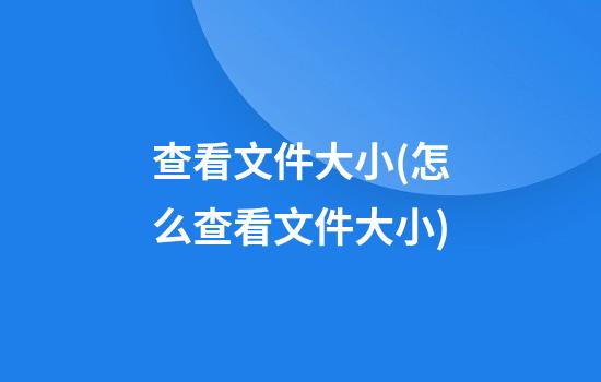 查看文件大小(怎么查看文件大小)