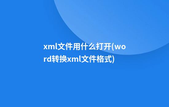 xml文件用什么打开(word转换xml文件格式)