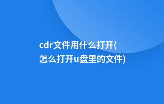 cdr文件用什么打开(怎么打开u盘里的文件)