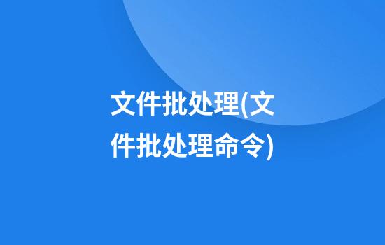 文件批处理(文件批处理命令)