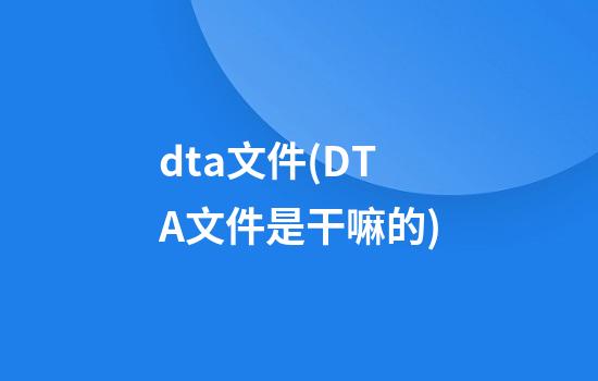 dta文件(DTA文件是干嘛的)