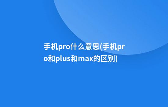 手机pro什么意思(手机pro和plus和max的区别)