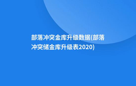 部落冲突金库升级数据(部落冲突储金库升级表2020)