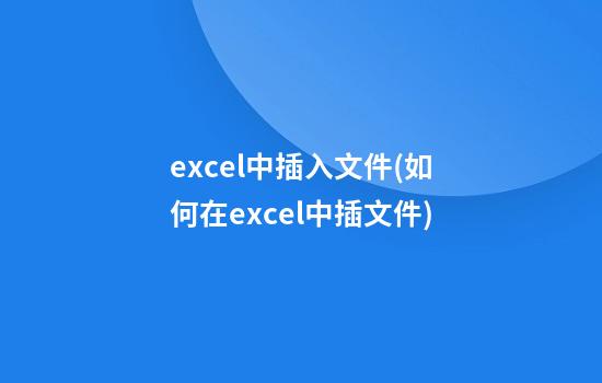 excel中插入文件(如何在excel中插文件)