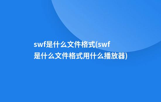 swf是什么文件格式(swf是什么文件格式用什么播放器)