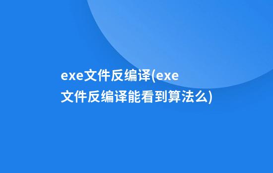 exe文件反编译(exe文件反编译能看到算法么)